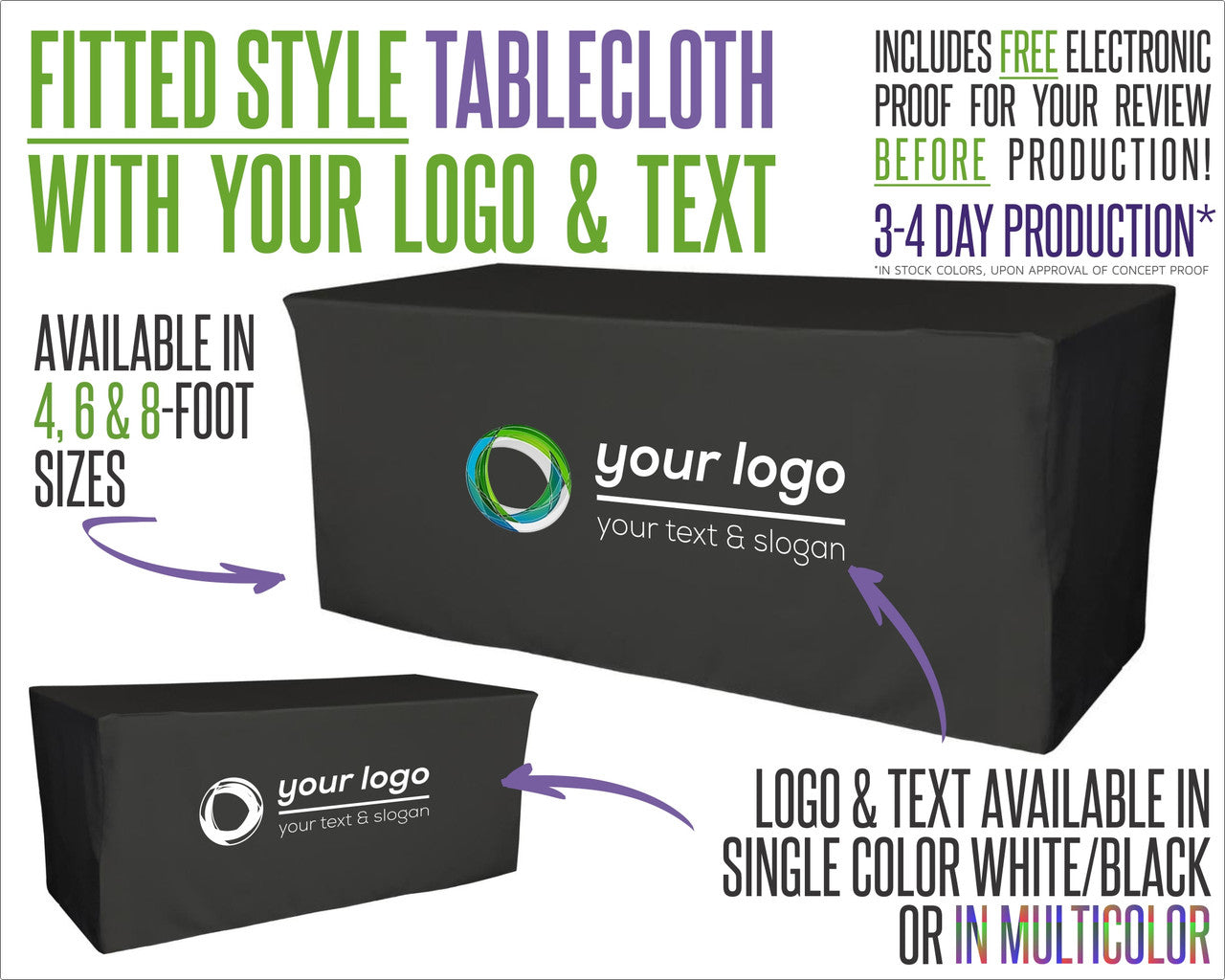 Fitted Tablecloth With Logo and Fabric Color Options