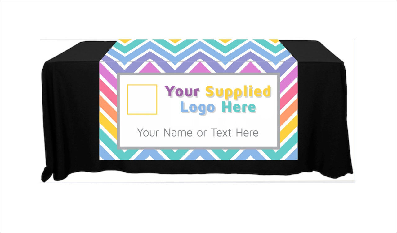 Full Color Table Runner with Your Logo in a Chevron Style Background - Logo Only - 48" x 80"