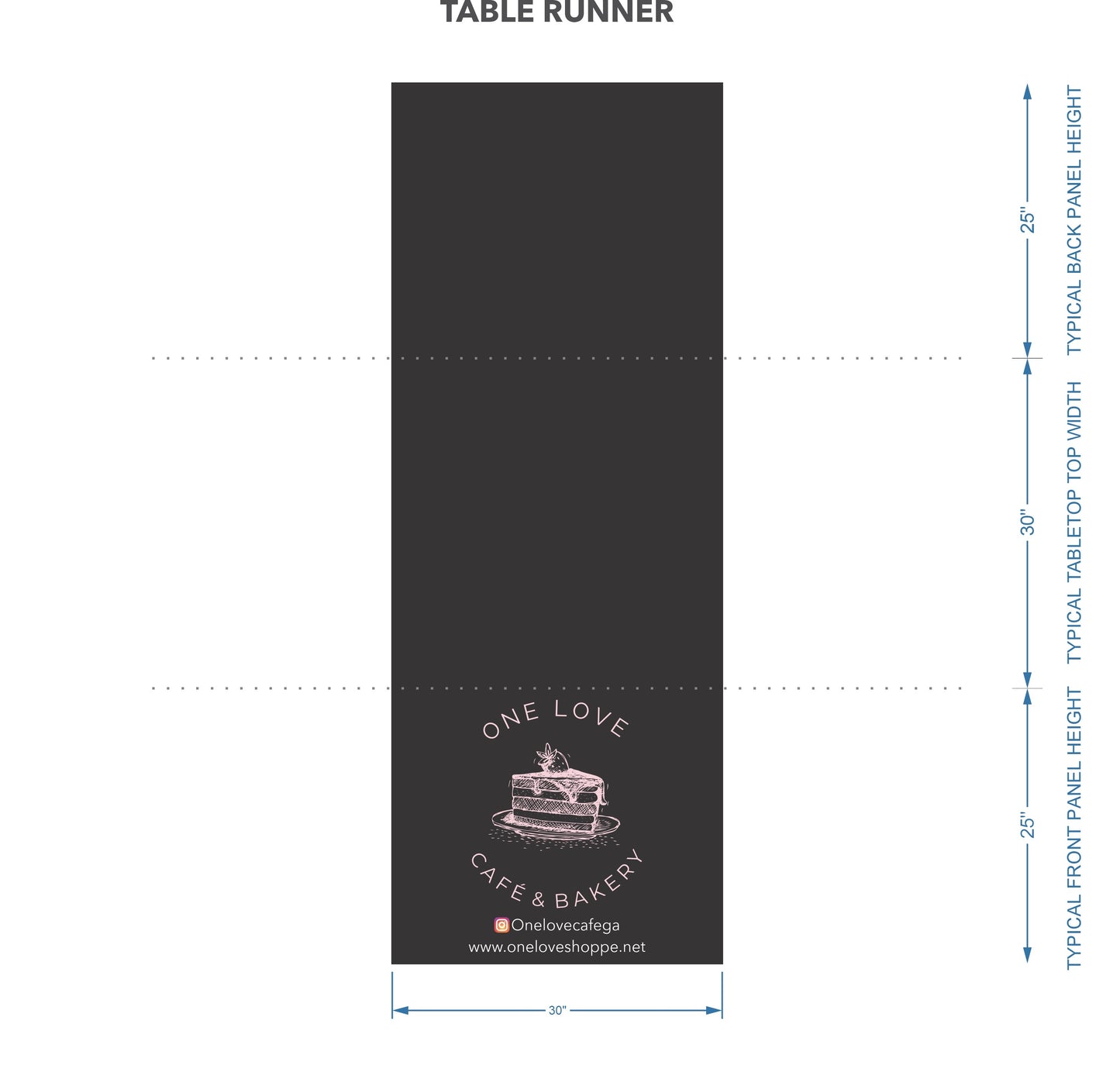 Custom 30x80 Table Runner - One Love Cafe