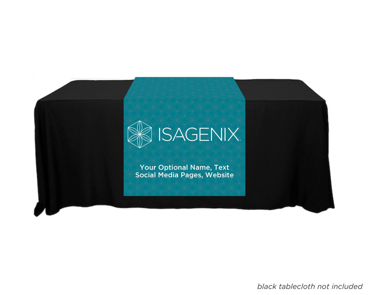 Isagenix Full Color Personalized Table Runner - 30" x 80" - Teal Brandmark Styling