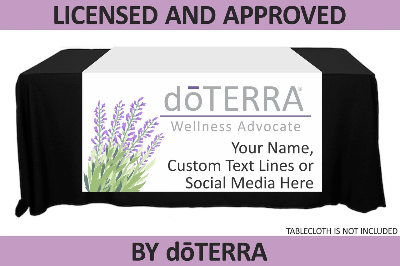 doTERRA Table Runner with Lavender Plant Image - Personalized - 48" x 80"