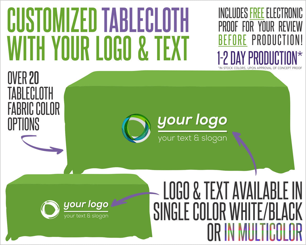 Tablecloth With Logo and Fabric Color Options