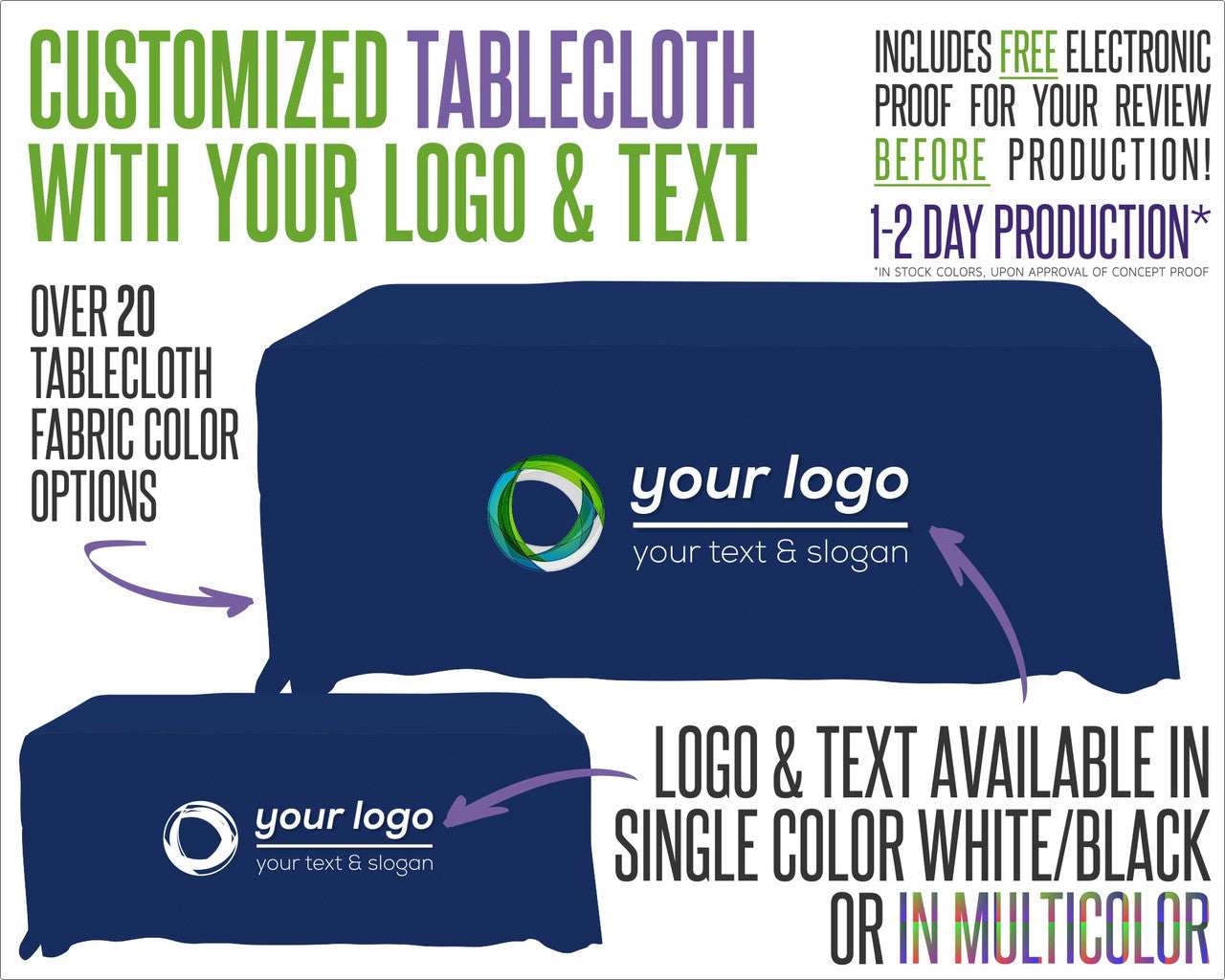 Tablecloth With Logo and Fabric Color Options