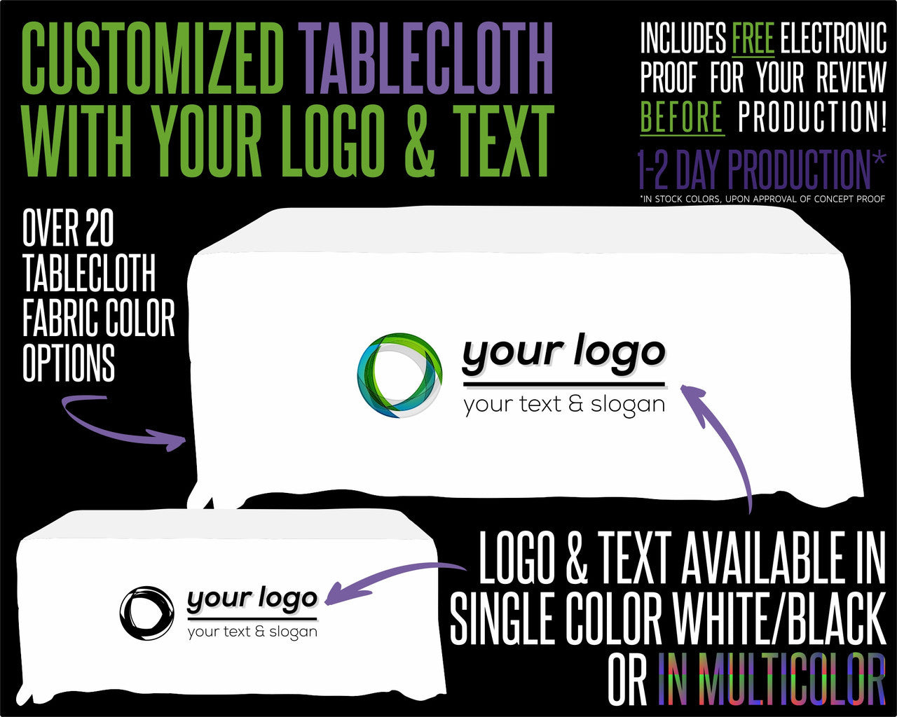 Tablecloth With Logo and Fabric Color Options