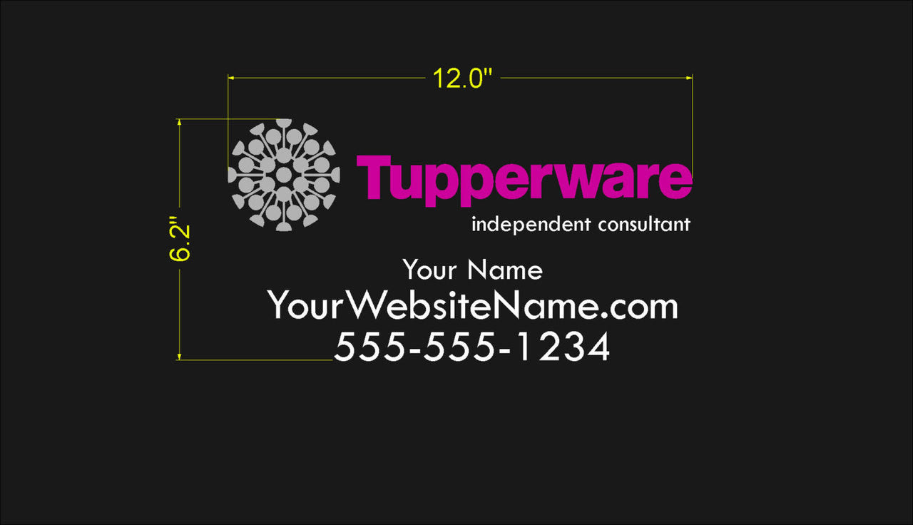 Tupperware Multi-Color Logo Car Decal with Custom Name, Website, etc.