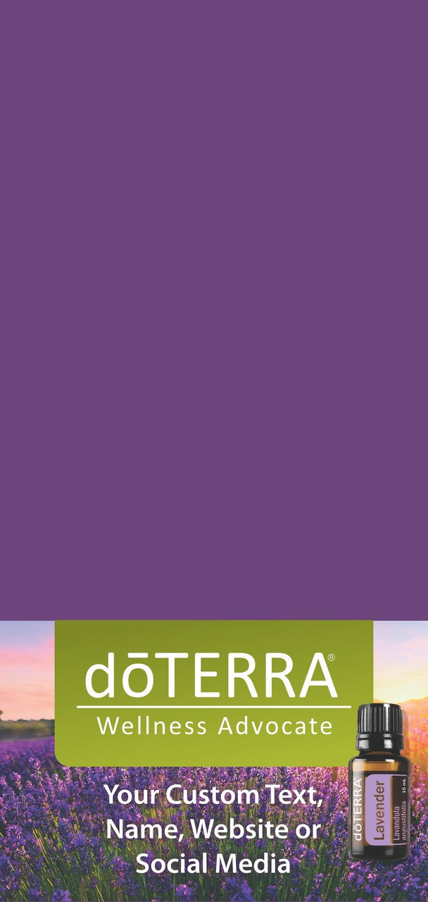 doTERRA Table Runner with Lavender Sunrise and Bottle Image - Personalized - 38" x 80"