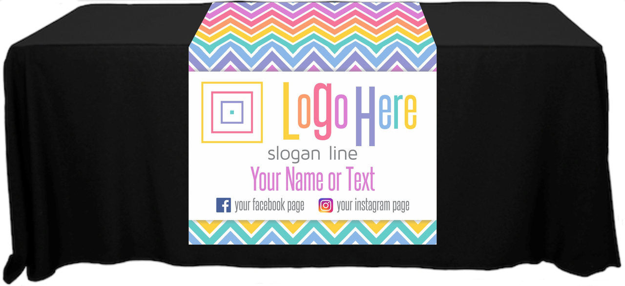 Full Color Table Runner with Your Logo in a Chevron Style Background - 30" x 80"