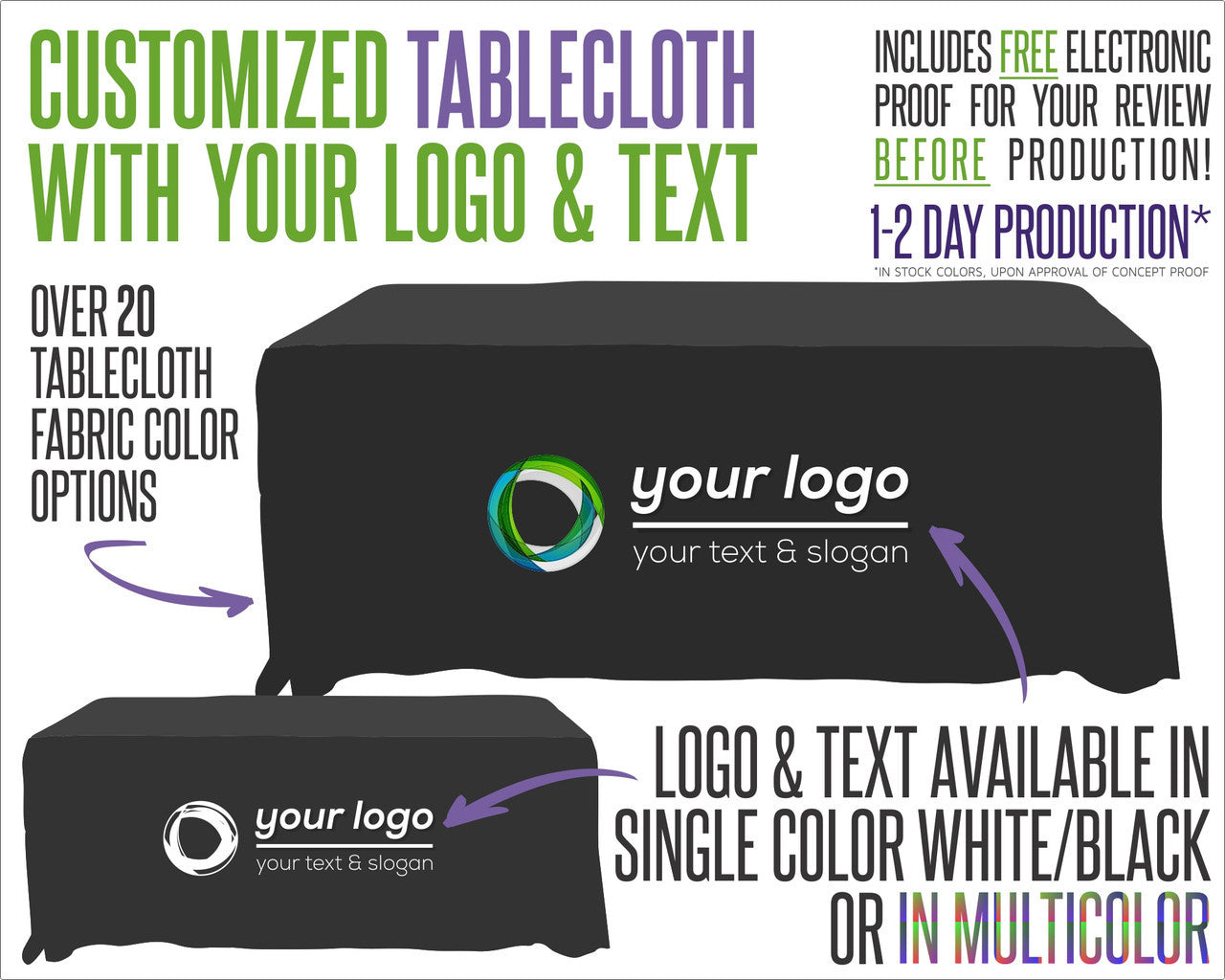 Tablecloth With Logo and Fabric Color Options