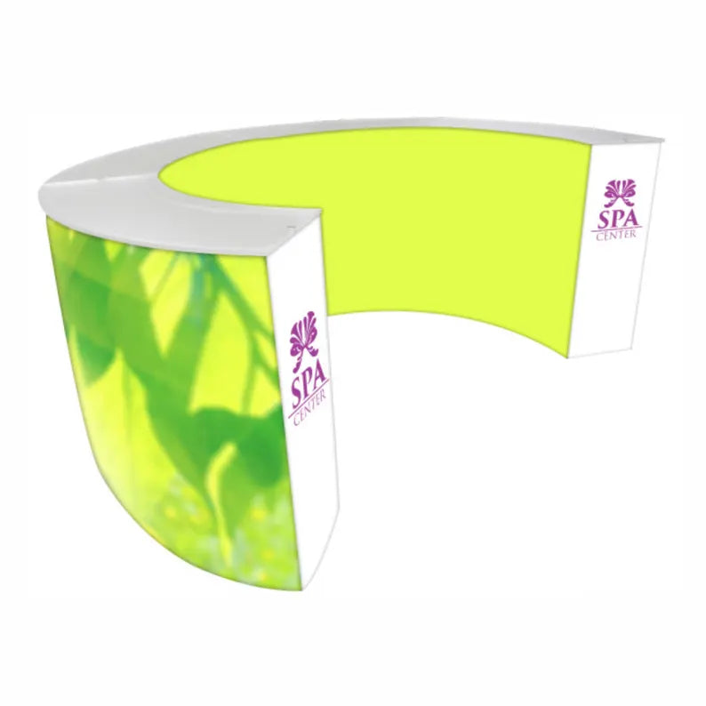 Custom Full Color Quad Curve Frame Style Counter Podium
