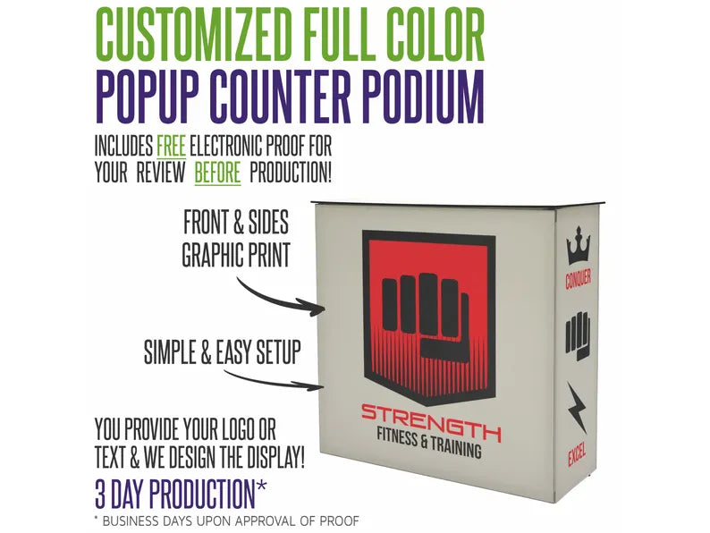 Custom Full Color Pop-Up Frame Style Counter Podium