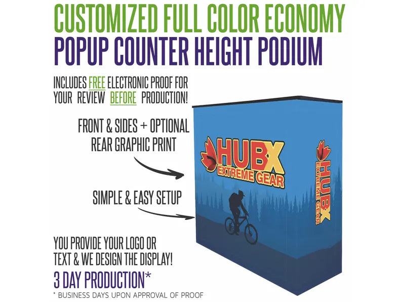 Custom Full Color Economy Pop-Up Frame Counter Height Podium