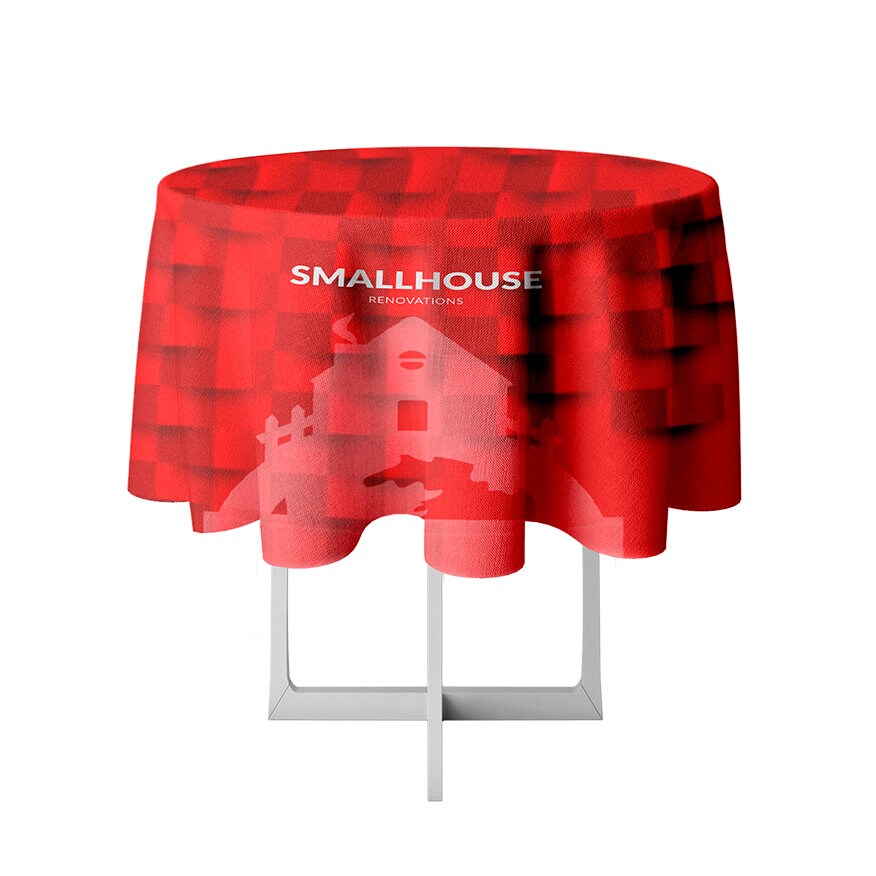 Premium Full Color Round Tablecloth with Customizable Fabric Color Options