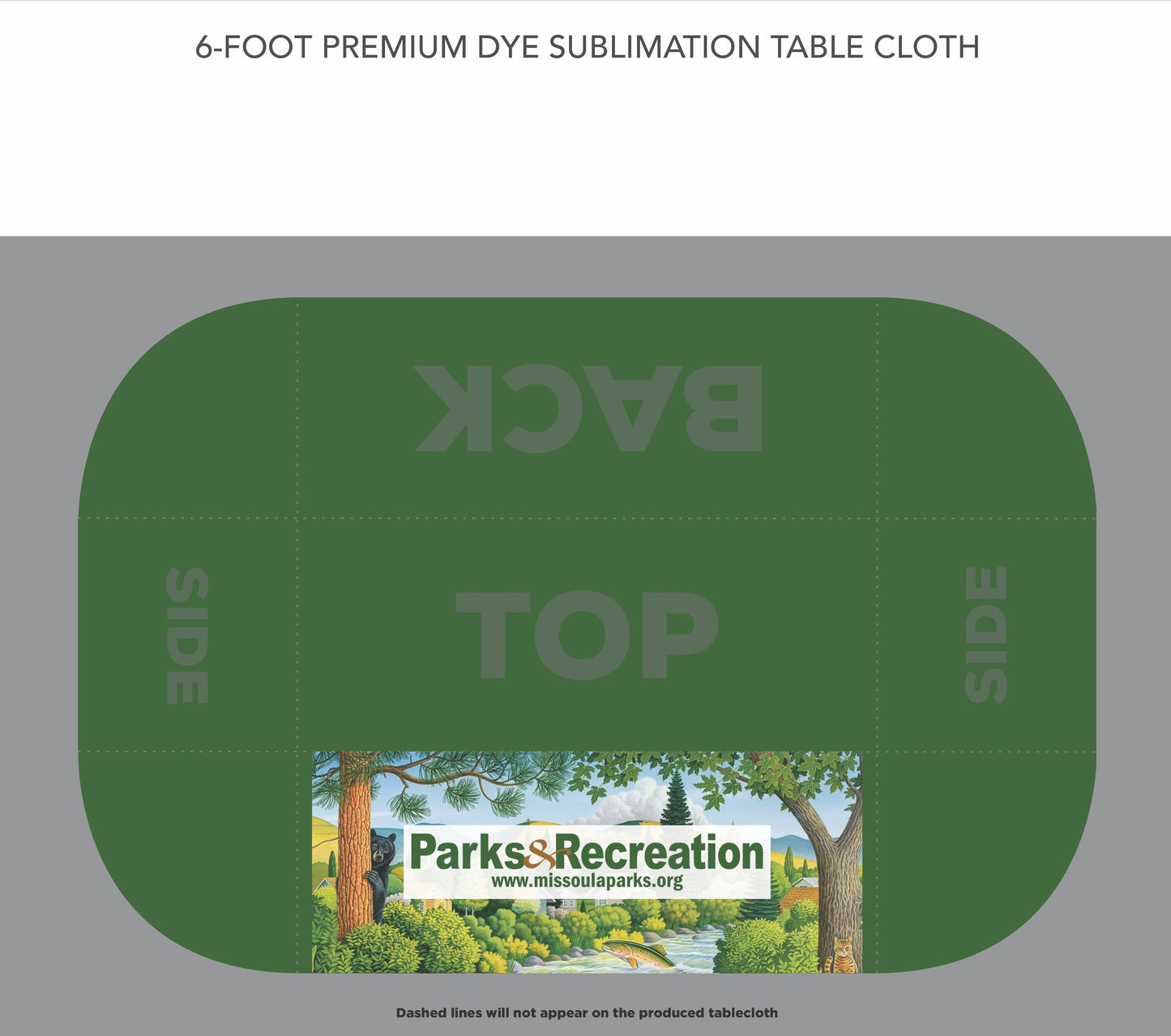 Custom Drape Tablecloth - Missoula Parks & Rec