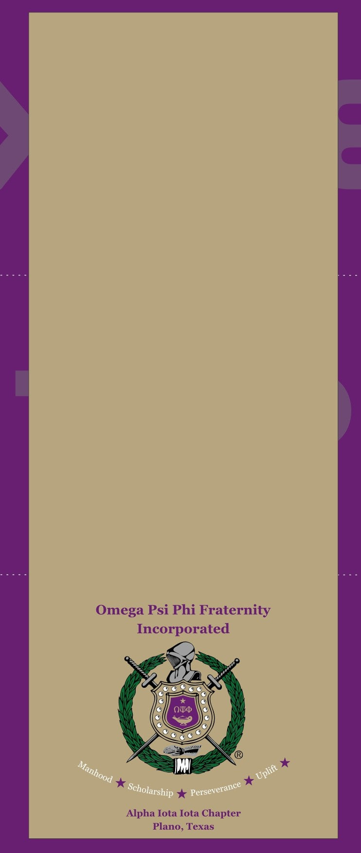 Custom 30x80 Table Runner - Omega Psi Phi Plano