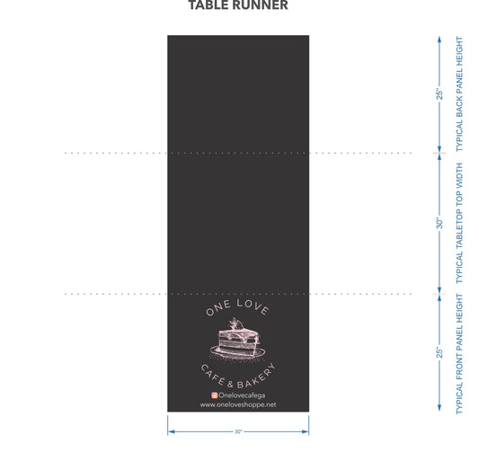 Custom 30x80 Table Runner - One Love Cafe