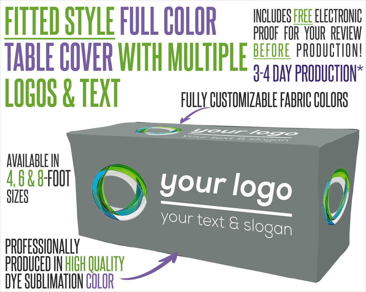 Premium Grade Custom Fitted Style Tablecloth - 4ft Open Back Style
