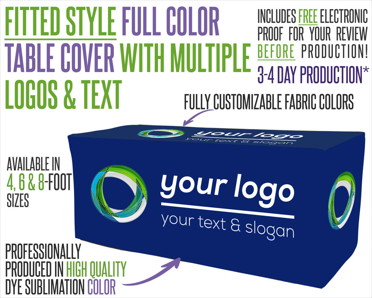Premium Grade Custom Fitted Style Tablecloth - 4ft Open Back Style