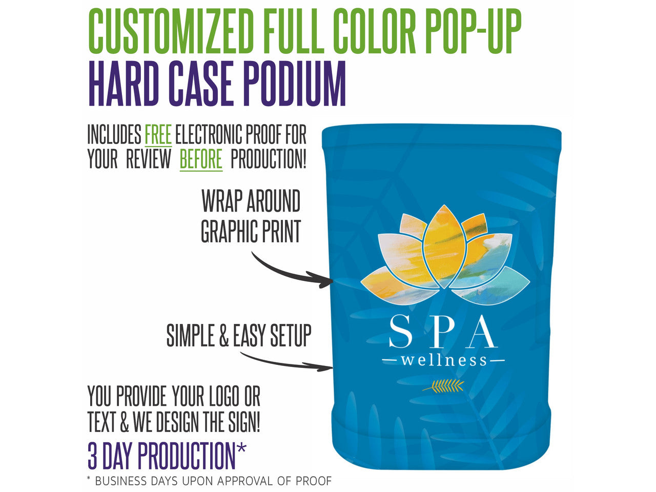 Custom Full Color Pop-Up Hard Case Style Podium