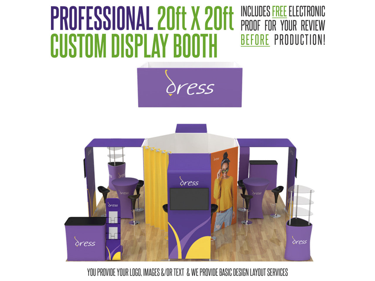 Professional 20ft x 20ft Booth Display Kit with Custom Printing - Display 202