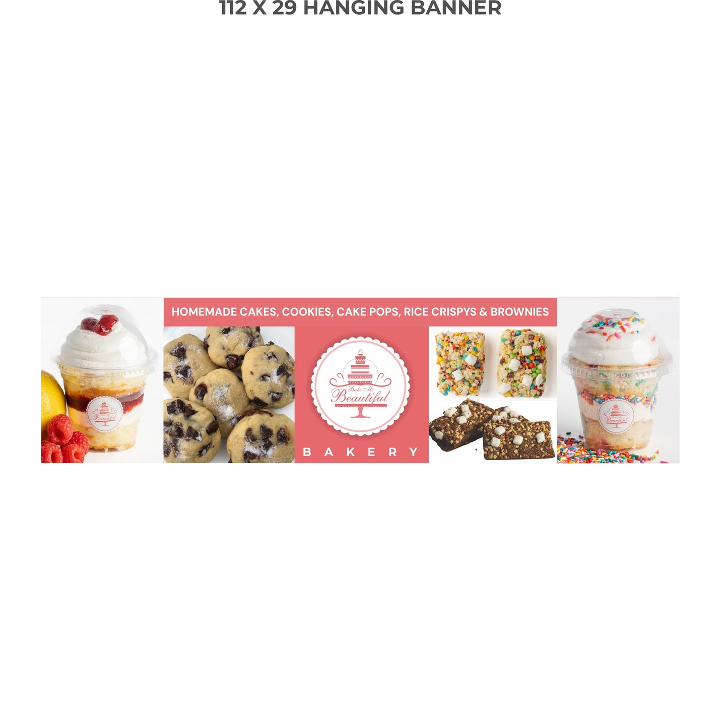 Custom Banner - Bake Me Beautiful - Front Table Height Banner - 112x29