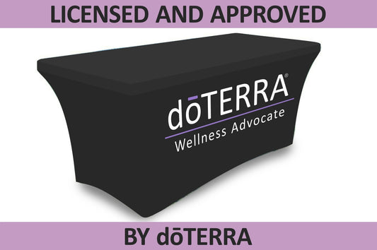 doTERRA Stretch Style Tablecloth -  Large Dual Color Logo - Approved Licensed Product!