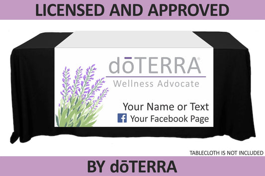 doTERRA Table Runner with Lavender Plant Image - Personalized - 48" x 80"