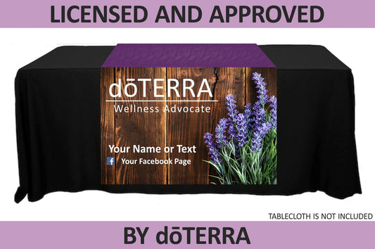 doTERRA Table Runner with Dark Wood & Lavender - Personalized - 38" x 80"