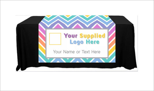 Full Color Table Runner with Your Logo in a Chevron Style Background - Logo Only - 48" x 80"