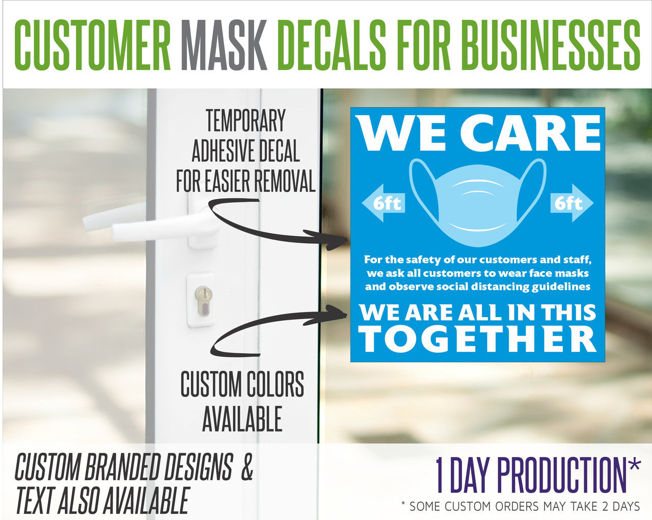 Wear Mask Request Decal for Stores and Businesses - "Customers"