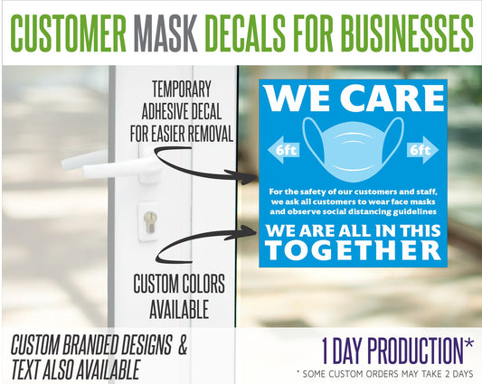 Wear Mask Request Decal for Stores and Businesses - "Customers"