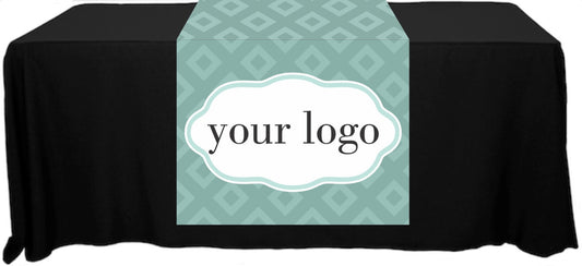 Full Color Table Runner with Your Logo in a Diamond Background S&D Style  - 30" x 80"