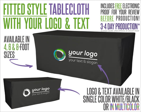 Fitted Tablecloth With Logo and Fabric Color Options
