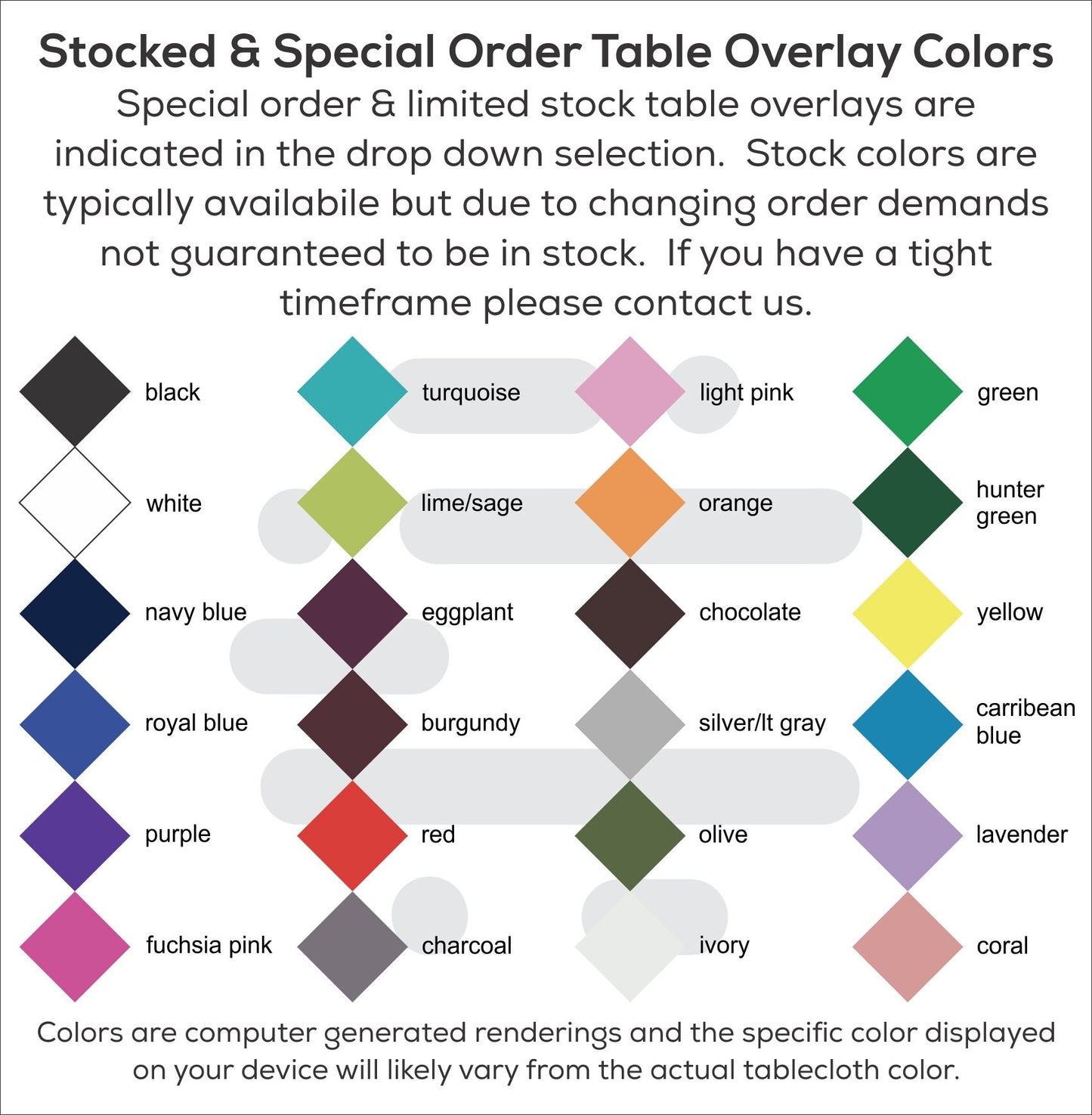 Your Logo Table Overlay With Logo and Fabric Color Options