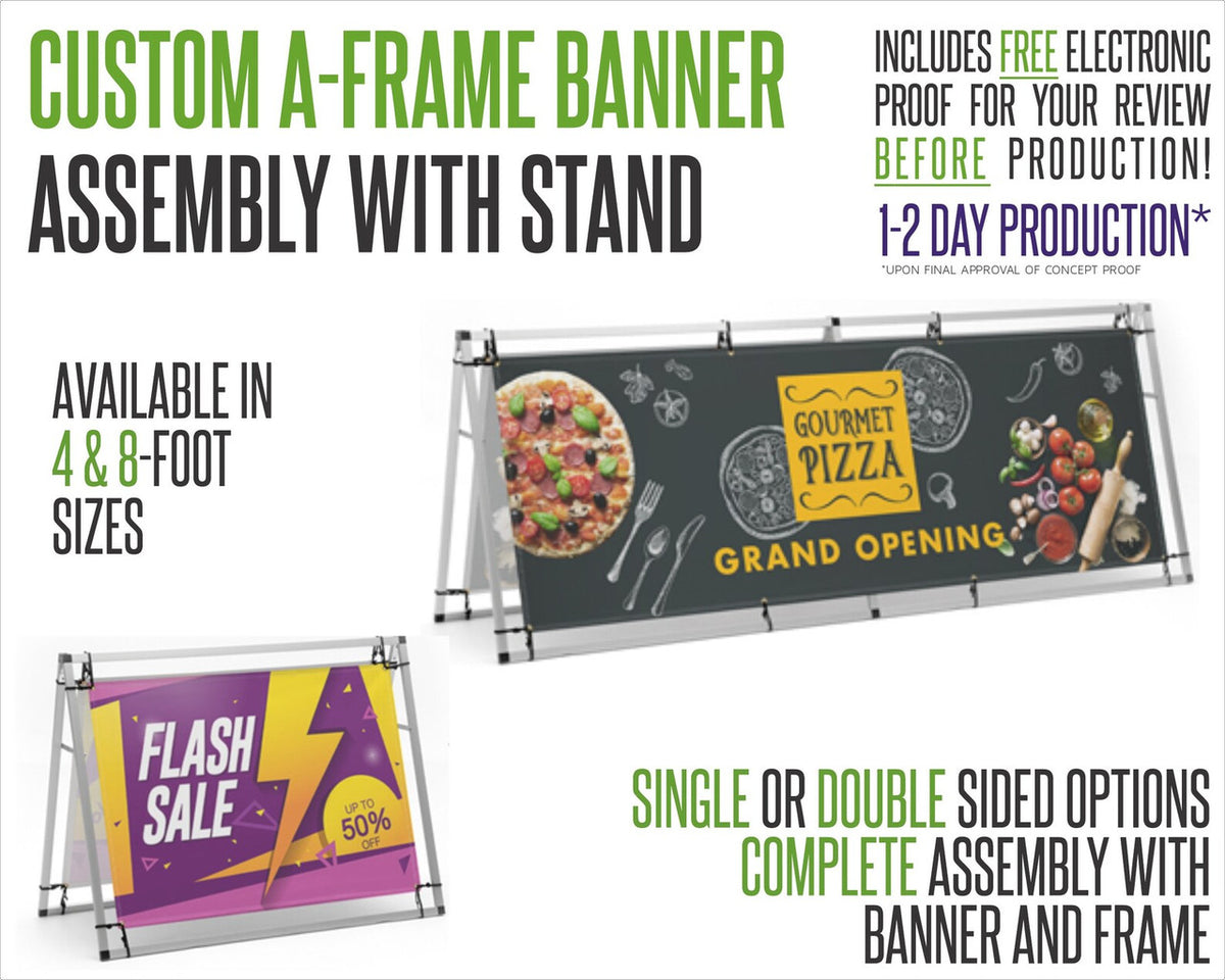 Signcomp Banner Frame Custom A-Frame Banner Style Sign – Carbon Graphic Design