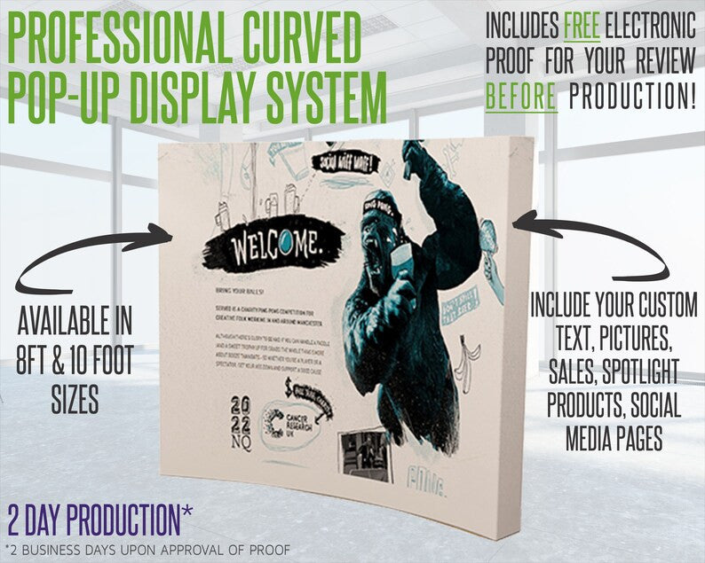 Custom Velcro Fabric Pop-Up Display (Curved Style)