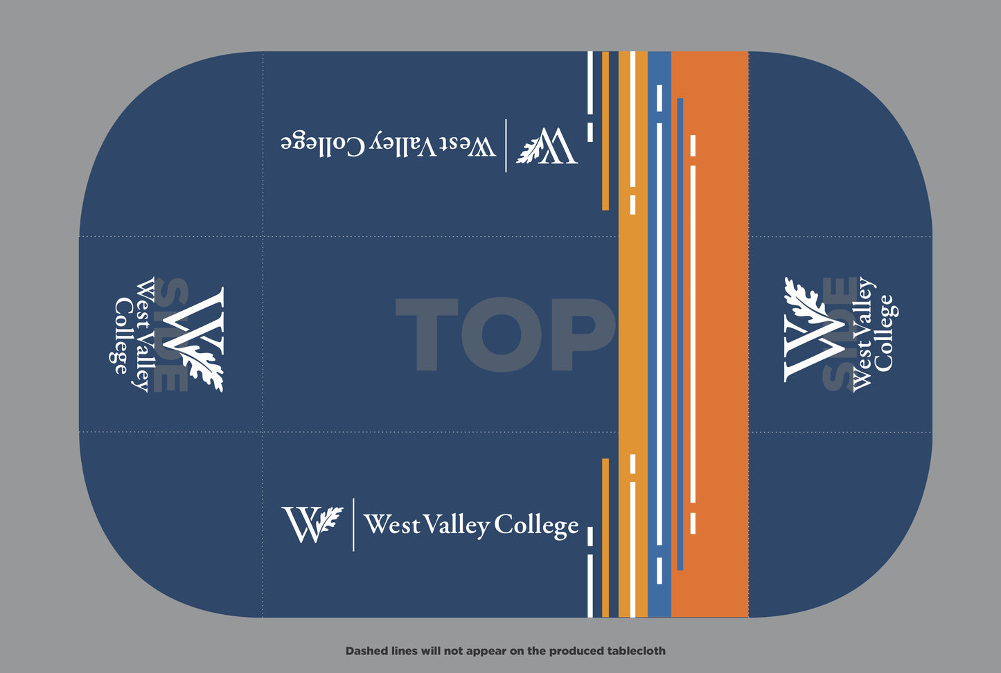 Custom Tablecloth - West Valley College - Stripe Design